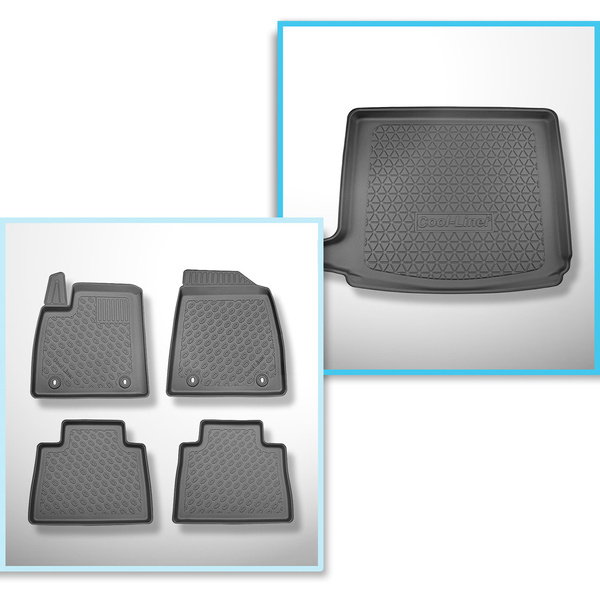 Kit tapis de coffre et tapis de voiture TPE pour: MG HS SUV (03.2023-06.2024) - coffre supérieur;pour double plancher de coffre;non pour version EHS Plug-in hybride