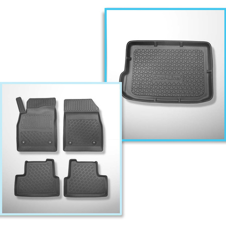 Kit tapis de coffre et tapis de voiture TPE PREMIUM pour: Opel Astra J Coupé, Hayon (10.2009-10.2015) - coffre supérieur