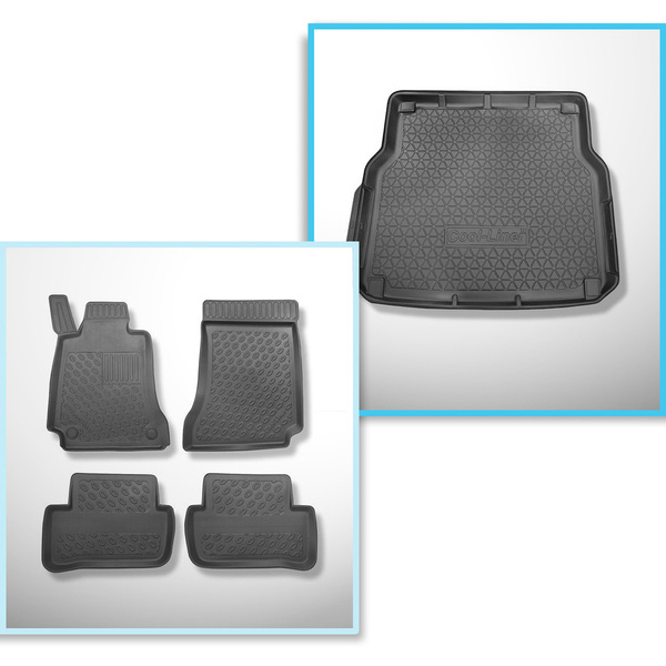 Kit tapis de coffre et tapis de voiture TPE pour: Mercedes-Benz Classe C W204 Break (12.2007-09.2014) - pour tous les modèles