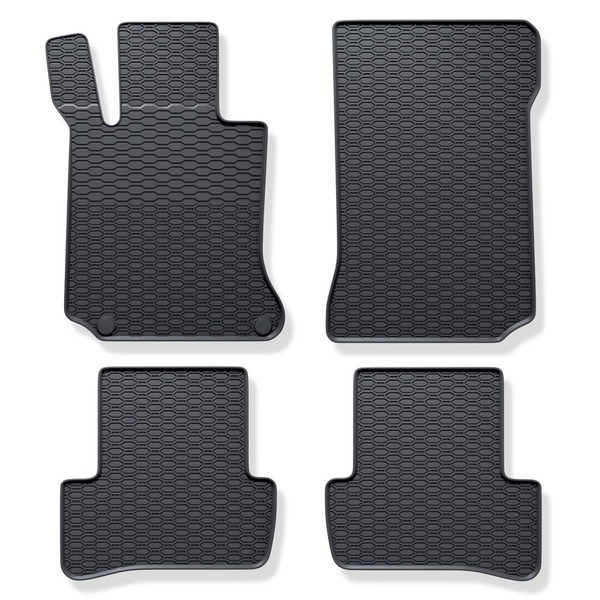 Tapis de sol en caoutchouc adapté pour Mercedes-Benz Classe C W204 Break, Berline (2006-2014) - tapis de voiture - noir - 4 pcs.