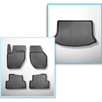 Kit tapis de coffre et tapis de voiture TPE pour: Volvo V40 II Cross Country Hayon (07.2012-07.2019) - coffre inférieur (sans plancher double du coffre)