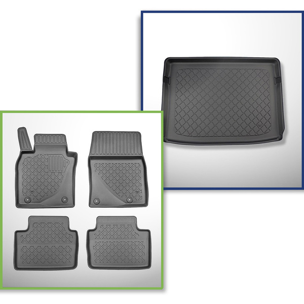 Kit tapis de coffre et tapis de voiture TPE pour: Mazda CX-30 SUV (08.2019-....) - avec Smart Cargo System;avec et sans haut-parleur BOSE