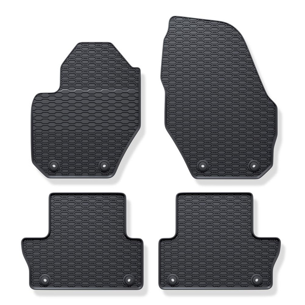 Tapis de sol en caoutchouc adapté pour Volvo XC60 I SUV (2008-2017) - tapis de voiture - noir - 4 pcs.