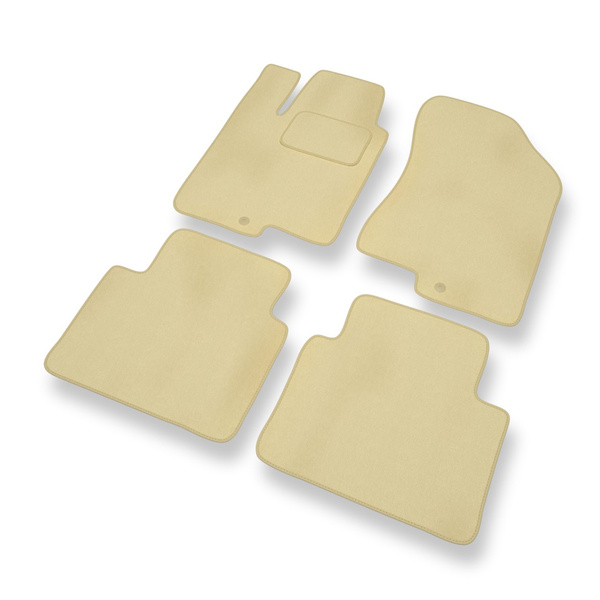 Tapis de Sol Velours adapté pour Kia Optima II Berline (2005-2010) - Premium tapis de voiture - beige