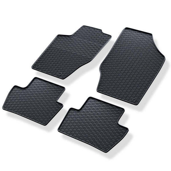 Tapis de sol en caoutchouc adapté pour Peugeot 307 I Break, Hayon, Cabriolet, Berline, SW (2001-2007) - tapis de voiture - noir - 4 pcs.