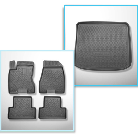 Kit tapis de coffre et tapis de voiture TPE PREMIUM pour: Nissan X-Trail II T31 SUV (06.2007-07.2014) - coffre inférieur