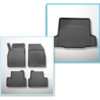 Kit tapis de coffre et tapis de voiture TPE PREMIUM pour: Chevrolet Cruze Berline (2011-2016) - avec kit de réparation