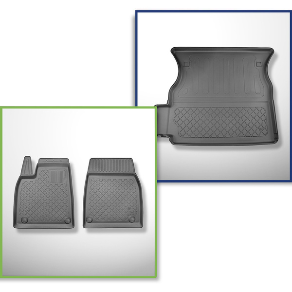 Kit tapis de coffre et tapis de voiture TPE pour: Tesla Model X SUV (01.2021-....)