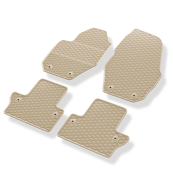 Tapis de sol en caoutchouc adapté pour Volvo S60 II Berline (2010-2019) - tapis de voiture - beige - 4 pcs.