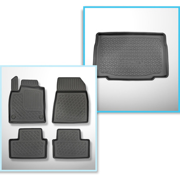 Kit tapis de coffre et tapis de voiture TPE pour: Renault Clio V Hayon (09.2019-