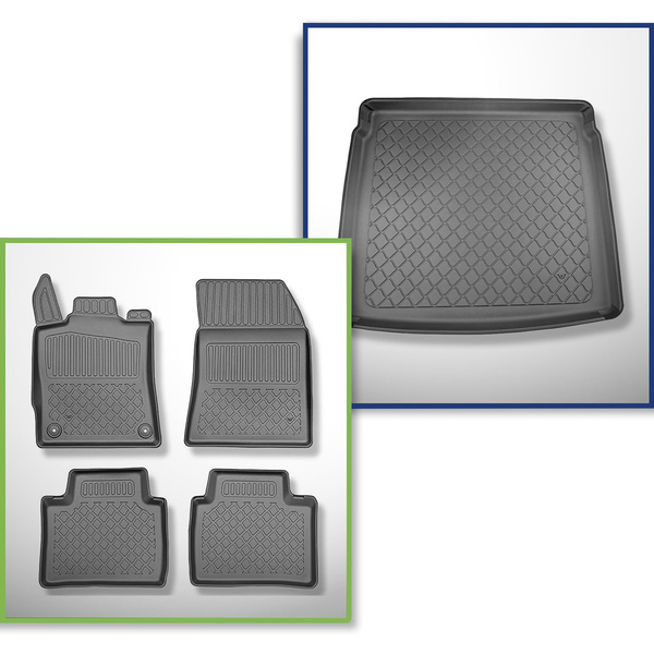Kit tapis de coffre et tapis de voiture TPE pour: Peugeot 408 Plug-in Hybrid SUV (10.2022-....) - aussi pour Plug-in Hybrid