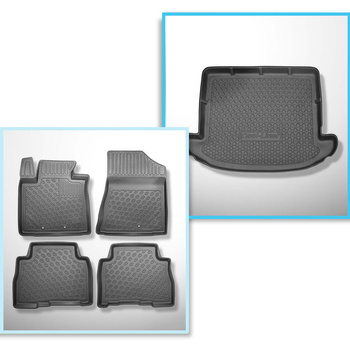 Kit tapis de coffre et tapis de voiture TPE PREMIUM pour: Kia Sorento II SUV (10.2012-01.2015) - 7 places; 3me rangée abaissée