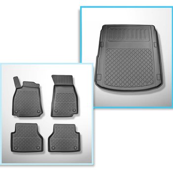 Kit tapis de coffre et tapis de voiture TPE pour: Audi A6 C8 4H Berline (06.2018-....) - aussi pour la version Quattro