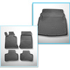 Kit tapis de coffre et tapis de voiture TPE PREMIUM pour: Mercedes-Benz Classe E W212 Berline (03.2009-03.2016) - sans cavités; la surface du coffre se lève près de sièges arrière