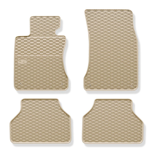 Tapis de sol en caoutchouc adapté pour BMW 5 E60, E61 Berline, Touring (2003-2010) - tapis de voiture - beige - 4 pcs.