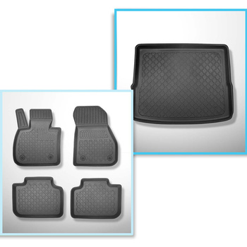 Kit tapis de coffre et tapis de voiture TPE pour: BMW X1 F48 SAV (10.2015-09.2022) - banquette arrière coulissante (arrière - avant); non pour version Plug-in hybride