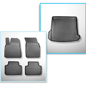 Kit tapis de coffre et tapis de voiture TPE pour: Audi Q8 4M SUV (07.2018-....) - aussi pour les modèles avec des rails de fixation; sans la troisième rangée de sièges