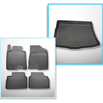 Kit tapis de coffre et tapis de voiture TPE PREMIUM pour: Kia Ceed II Hayon (05.2012-05.2018) - coffre inférieur (sans rangement)