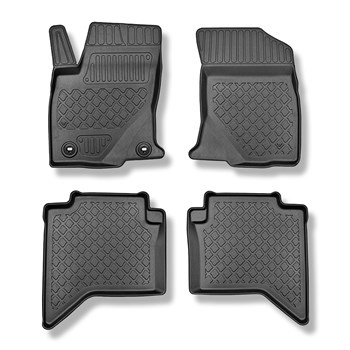 Tapis de sol en TPE adapté pour Toyota Hilux VIII Pick-Up (12.2015-10.2022) - cabine double - tapis de voiture - noir