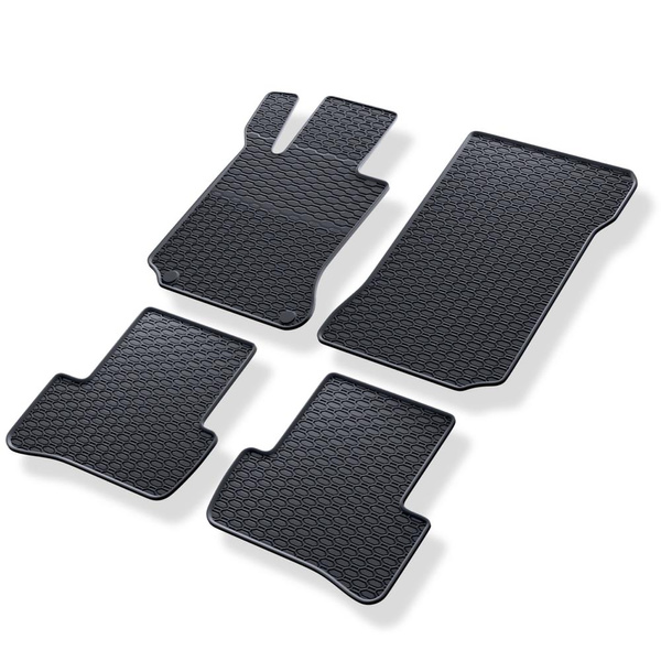 Tapis de sol en caoutchouc adapté pour Mercedes-Benz Classe C W204 Break, Berline (2006-2014) - tapis de voiture - noir - 4 pcs.