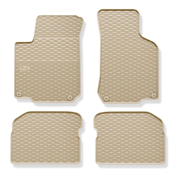 Tapis de sol en caoutchouc adapté pour Volkswagen New Beetle Hayon, Cabriolet (1998-2010) - tapis de voiture - beige - 4 pcs.