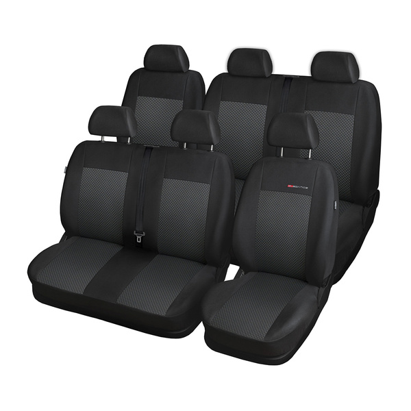 Housses de siège sur mesure adaptées pour Volkswagen Transporter T5 Van (2003-2015) sur deux rangées de sièges (banquette arrière divisée) - housse siege voiture - couverture siege - E3