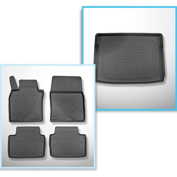 Kit tapis de coffre et tapis de voiture TPE pour: Mazda CX-30 SUV (08.2019-....) - avec Smart Cargo System;avec et sans haut-parleur BOSE