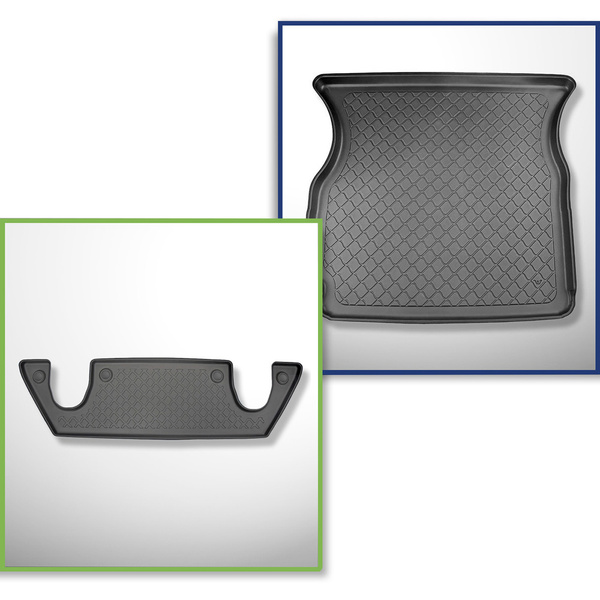 Kit tapis de coffre et tapis de voiture TPE pour: Tesla Model X SUV (10.2016-12.2020) - 6 posti;III rangée;coffre supérieur;derrière 2ème rangée de sièges (3me rangée abaissée)