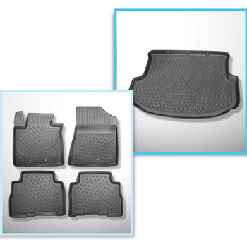 Kit tapis de coffre et tapis de voiture TPE PREMIUM pour: Kia Sorento II SUV (10.2012-01.2015) - 5 places; 3me rangée abaissée