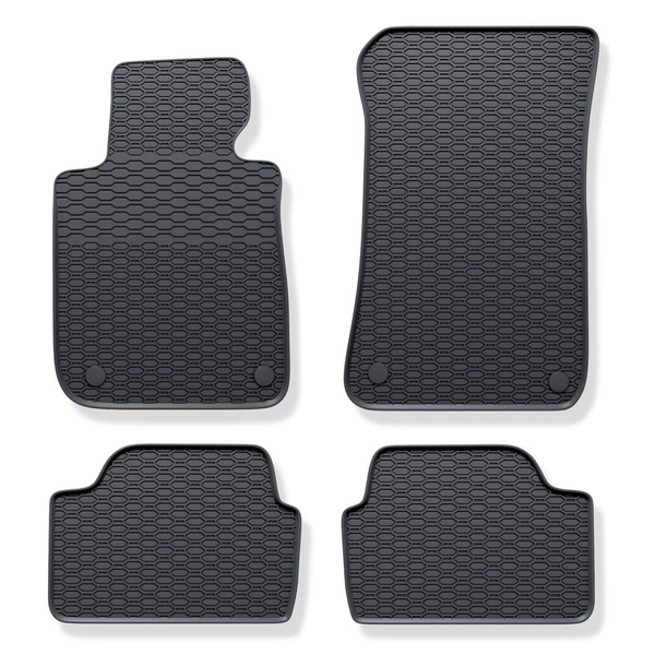 Tapis de sol en caoutchouc adapté pour BMW 1 E82, E87, E88 Coupé, Hayon, Cabriolet (2004-2013) - tapis de voiture - noir - 4 pcs.