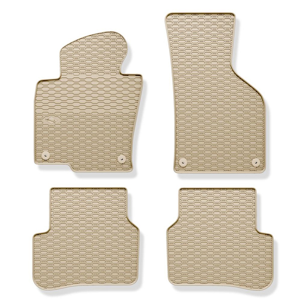 Tapis de sol en caoutchouc adapté pour Volkswagen Passat B6 Berline, SW (2005-2010) - tapis de voiture - beige - 4 pcs.