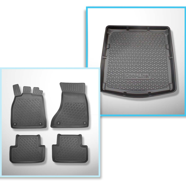 Kit tapis de coffre et tapis de voiture TPE PREMIUM pour: Audi A4 B8 Berline (01.2008-10.2015) - aussi pour la version Quattro