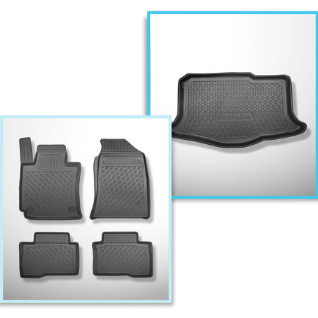 Kit tapis de coffre et tapis de voiture TPE PREMIUM pour: Ssangyong Tivoli SUV (03.2015-2018) - coffre inférieur (sans plancher multi-fonctions)