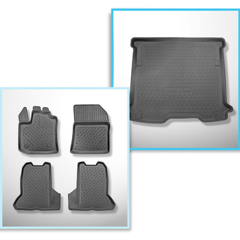 Kit tapis de coffre et tapis de voiture TPE PREMIUM pour: Dacia Dokker Van (11.2012-09.2021) - 5 sièges