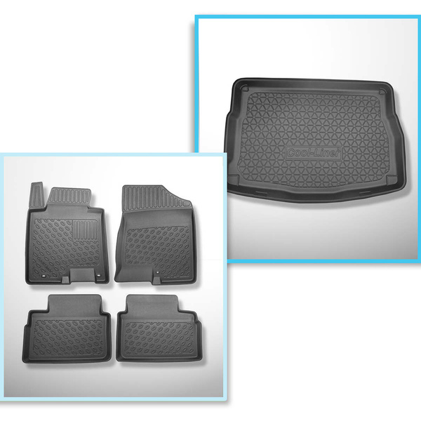 Kit tapis de coffre et tapis de voiture TPE PREMIUM pour: Kia Ceed II Hayon (05.2012-05.2018) - coffre supérieur (derri?re le rangement)