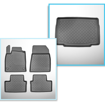 Kit tapis de coffre et tapis de voiture TPE pour: Renault Clio V Hayon (09.2019-