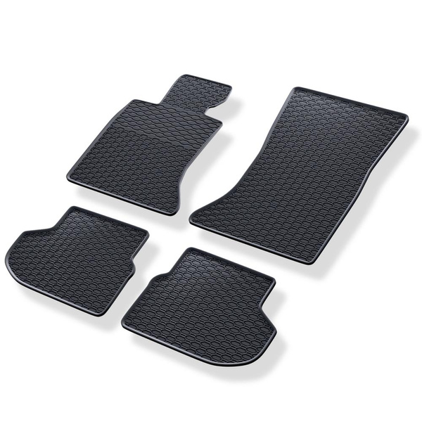 Tapis de sol en caoutchouc adapté pour BMW 5 F10, F11 Berline, Touring (2013-2017) - tapis de voiture - noir - 4 pcs.