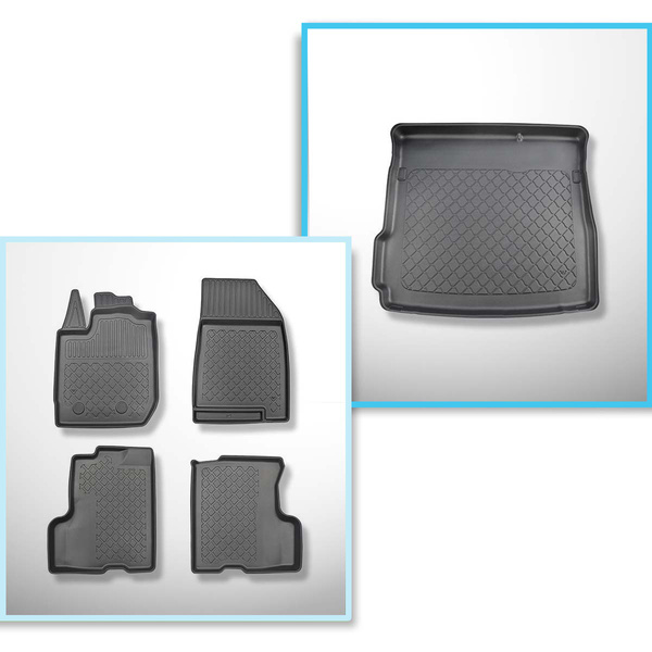Kit tapis de coffre et tapis de voiture TPE pour: Dacia Duster II SUV (01.2018-....) - entraînement 2 roues; aussi pour la version LPG (TC e 100 LPG)
