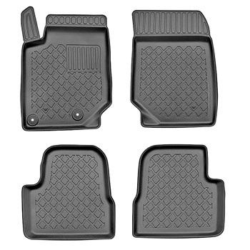 Tapis de sol en TPE adapté pour Peugeot 208 II Hayon (06.2019-....) - pas pour la version électrique et hybride - tapis de voiture - noir