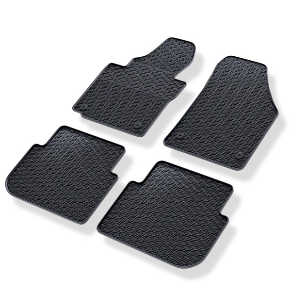 Tapis de sol en caoutchouc adapté pour Volkswagen Touran I Monospace (2003-2010) - tapis de voiture - noir - 4 pcs.