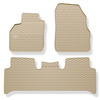 Tapis de sol en caoutchouc adapté pour Renault Scenic II Monospace (2003-2009) - tapis de voiture - beige - 3 pcs.