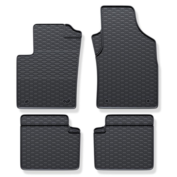 Tapis de sol en caoutchouc adapté pour Fiat 500 Hayon (2007-2024) - tapis de voiture - noir - 4 pcs.