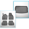 Kit tapis de coffre et tapis de voiture TPE pour: Volkswagen Polo VI Hayon (10.2017-....) - coffre inférieur;plancher amovible au plus bas niveau