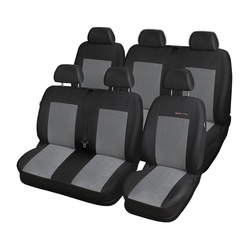 Housses de siège sur mesure adaptées pour Volkswagen Transporter T5 Van (2003-2015) sur deux rangées de sièges (banquette arrière divisée) - housse siege voiture - couverture siege - E2