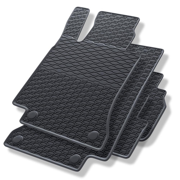 Tapis de sol en caoutchouc adapté pour Mercedes-Benz Classe C W205 Break, Berline (2013-2021) - tapis de voiture - noir - 4 pcs.