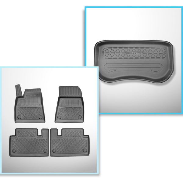 Kit tapis de coffre et tapis de voiture TPE pour: Tesla Model 3 Berline (2020-....) - coffre avant;2 et 4 roues motrices