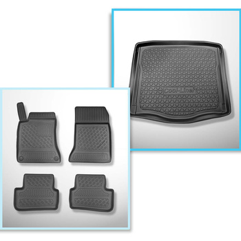 Kit tapis de coffre et tapis de voiture TPE PREMIUM pour: Mercedes-Benz CLA C117 Coupé (03.2013-03.2019) - sans cavité gauche