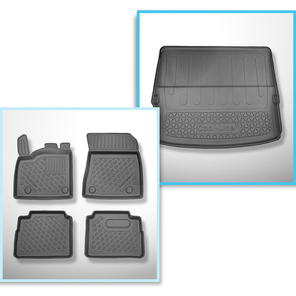 Kit tapis de coffre et tapis de voiture TPE pour: Nissan X-Trail IV (T33) e-Power SUV (09.2022-....) - 7 places;sans 3ème rangée