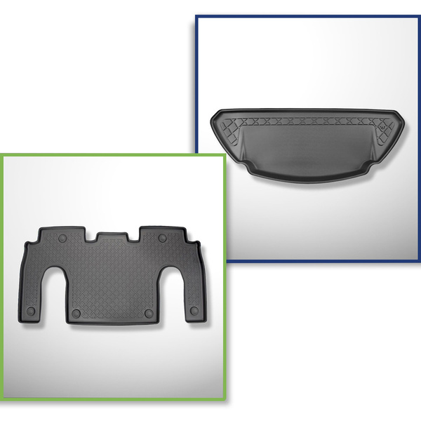 Kit tapis de coffre et tapis de voiture TPE pour: Tesla Model X SUV (10.2016-12.2020)