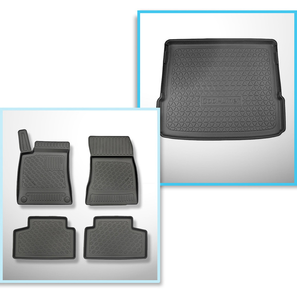 Kit tapis de coffre et tapis de voiture TPE pour: Mercedes-Benz GLB X247 SUV (11.2019-....) - 5 places;coffre supérieur;plancher amovible au plus haut niveau;7 places;sans 3ème rangée